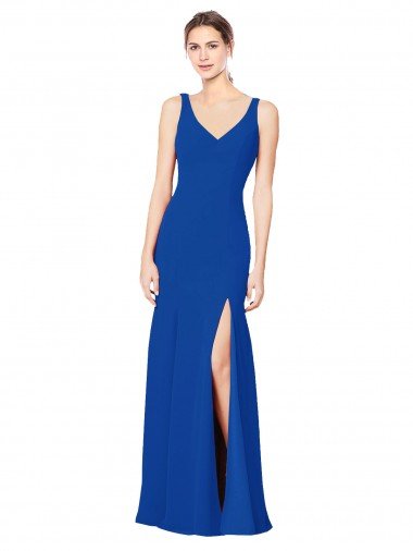 Cheapest Low Back Sleeveless Chiffon Bridesmaid Dress with Side Slit UK
