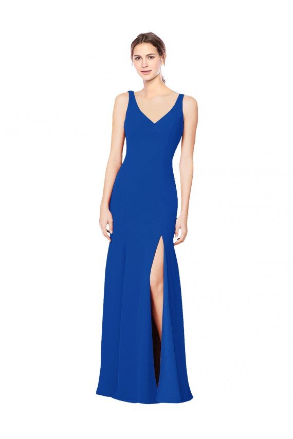 Cheapest Low Back Sleeveless Chiffon Bridesmaid Dress with Side Slit UK