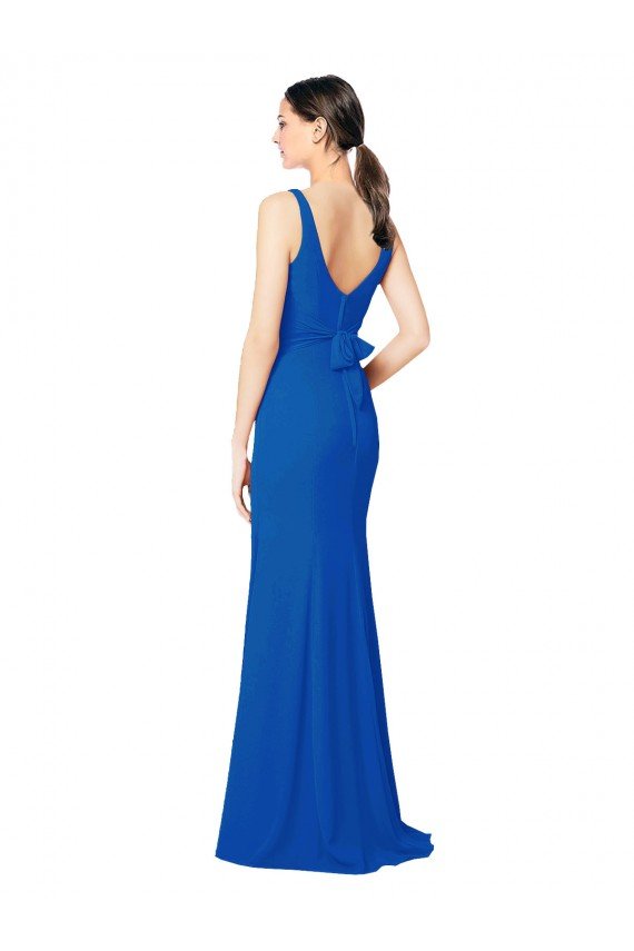 Cheapest Low Back Sleeveless Chiffon Bridesmaid Dress with Side Slit UK