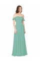 Cheapest Flounce Sleeves Off the Shoulder Long Chiffon Bridesmaid Dress UK