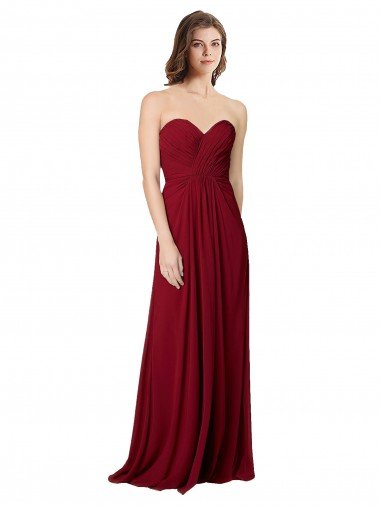 Cheapest Draped Sweetheart Long Grecian Inspired Chiffon Bridesmaid Dress UK