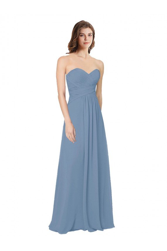 Cheapest Chiffon A-Line Wraparound Draping Long Bridesmaid Dress UK