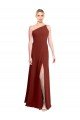 Cheapest Fit and Flare One Shoulder Long Chiffon Bridesmaid Dress with High Slit UK
