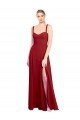 Cheapest Sweetheart Neckline Long Chiffon Bridesmaid Dress with Side Slit and Wide Straps UK