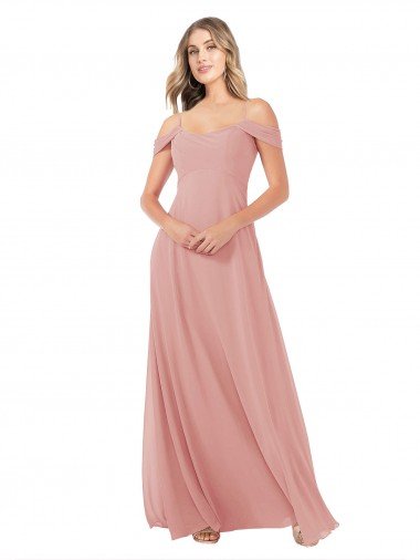 Cheapest Draped Shoulder Sash Back Chiffon Bridesmaid Dress UK