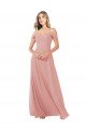 Cheapest Draped Shoulder Sash Back Chiffon Bridesmaid Dress UK