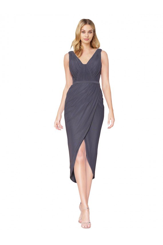Cheapest High Low V-Neck Chiffon Mermaid Wrap Bridesmaid Dress / Formal Prom Dress UK