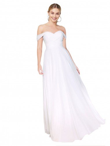Cheapest Off the Shoulder Long Full Length Chiffon Bridesmaid Dress / Formal Prom Dress UK