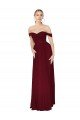 Cheapest Shirred Sweetheat Neckline Off the Shoulder Long Chiffon Bridesmaid Dress / Formal Prom Dress UK