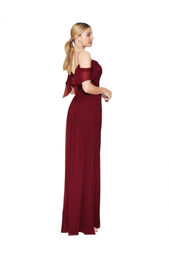 Cheapest Cold Shoulder Long Mermaid Chiffon Bridesmaid Dress / Formal Prom Dress with Straps UK