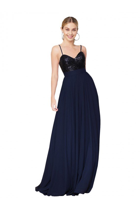 Cheapest Sweetheart High Neck Sequin Top Long Chiffon Bridesmaid Dress / Prom Dress UK