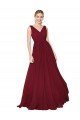 Cheapest Draped A-Line V-Neck Floor Length Chiffon Bridesmaid Dress / Formal Prom Dress UK