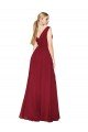 Cheapest Draped Mermaid Long V-Neck Chiffon Bridesmaid Dress / Formal Prom Dress with High Slit UK