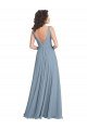Cheapest Faux Surplice Bodice Long Chiffon Bridesmaid Dress with V-Neckline UK