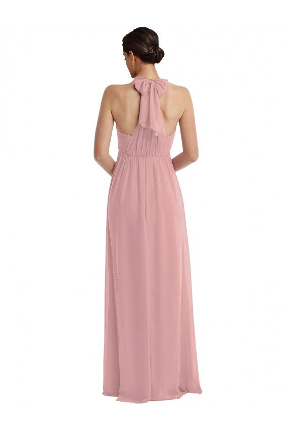 Cheapest Empire Waist Long Halter Maxi Bridesmaid Dress UK