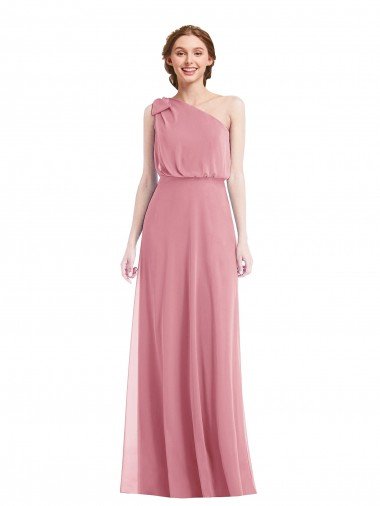 Cheapest One Shoulder Bow Blouson Bodice Maxi Bridesmaid Dress UK