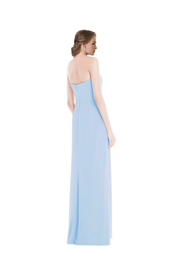 Cheapest Strapless Sweetheart Maxi Bridesmaid Dress with Pleated Front Slit UK