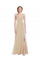 Cheapest Faux Wrap Criss Cross Back Maxi Bridesmaid Dress with Front Slit UK