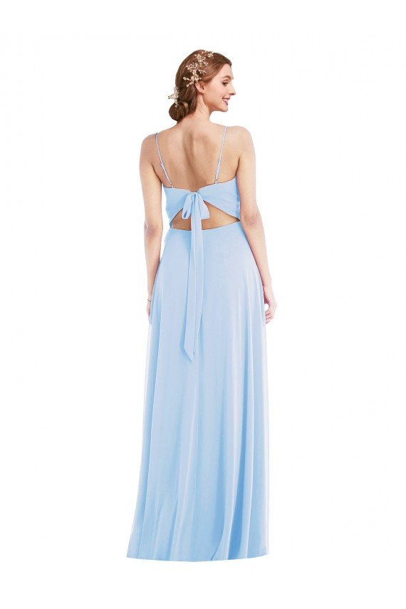 Cheapest Tie Back Cutout Maxi Formal Bridesmaid Dress with Front Slit UK