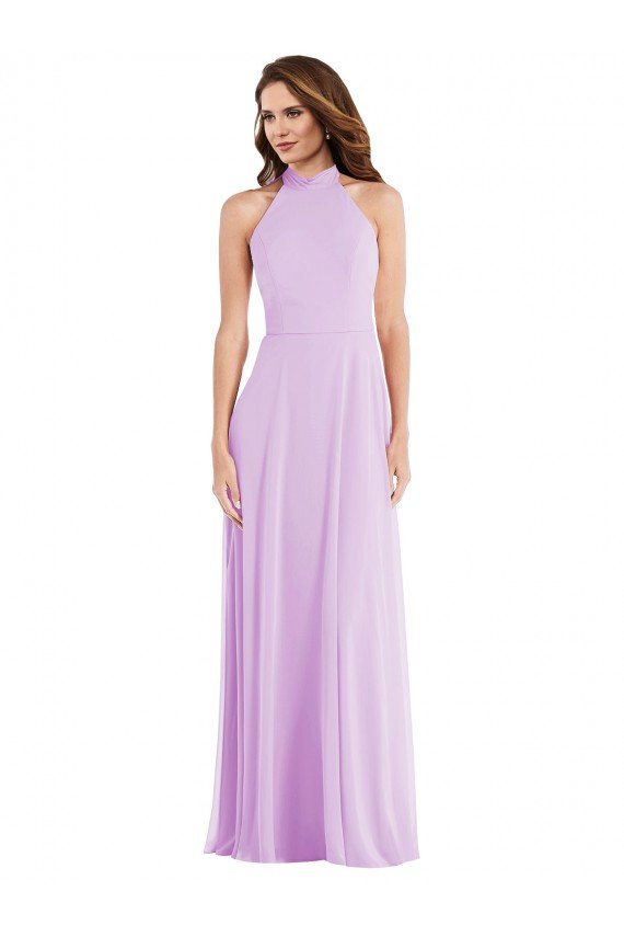 Cheapest High Neck Halter Backless Maxi Bridesmaid Dress UK