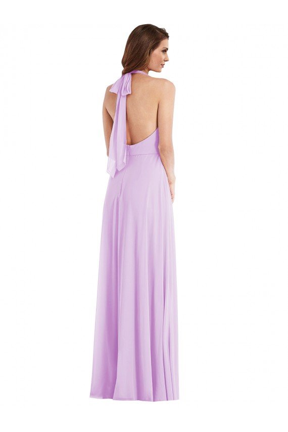 Cheapest High Neck Halter Backless Maxi Bridesmaid Dress UK