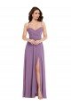 Cheapest Wrap Bodice Maxi Bridesmaid Dress with Front Slit UK