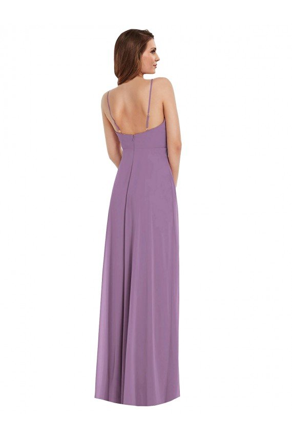 Cheapest Wrap Bodice Maxi Bridesmaid Dress with Front Slit UK