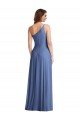 Cheapest One Shoulder Full Length Maxi Formal Bridesmaid Dress with Flirty Slit UK