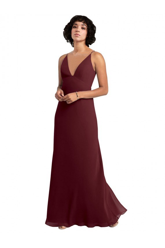 Cheapest Notched Neckline Empire Waist Chiffon Slip Bridesmaid Dress UK