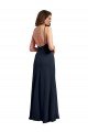 Cheapest Scoop Neck Long Chiffon Open Back Bridesmaid Dress with Spaghetti Straps UK