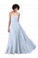 Cheapest V-Neck Blouson Waist Long Chiffon Bridesmaid Dress with Straps UK