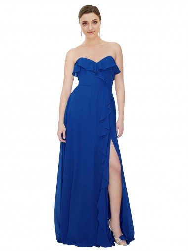 Cheapest Ruffled Chiffon Strapless Bridesmaid Dress UK