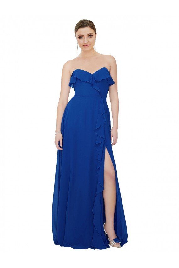 Cheapest Ruffled Chiffon Strapless Bridesmaid Dress UK