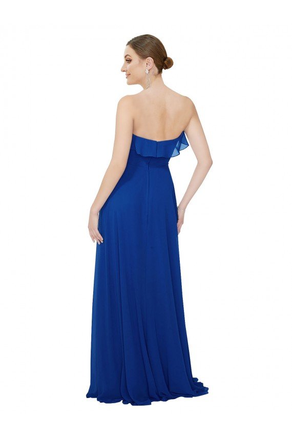 Cheapest Ruffled Chiffon Strapless Bridesmaid Dress UK
