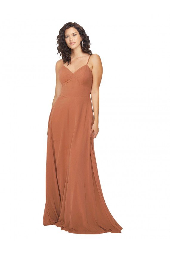 Cheapest Chiffon Bridesmaid Dress with Tie Back Keyhole UK