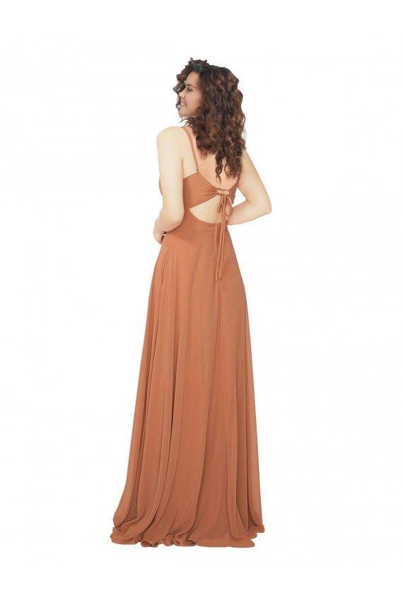 Cheapest Chiffon Bridesmaid Dress with Tie Back Keyhole UK