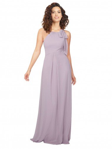 Cheapest Halter Neck Bridesmaid Dress with Bow UK