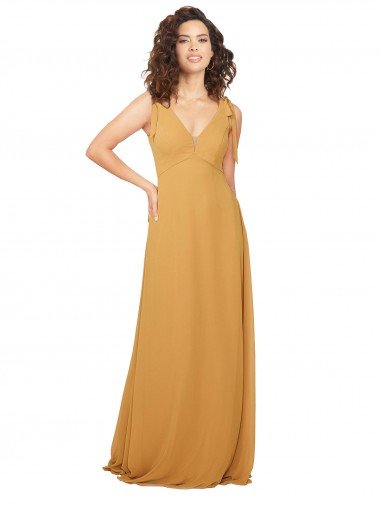 Cheapest Boho Chiffon Bridesmaid Dress with Tied Straps UK