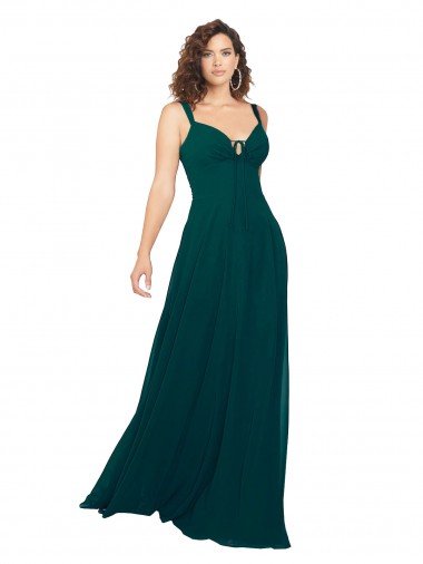 Cheapest Tied Bodice Sweetheart V-Neck Chiffon Bridesmaid Dress UK