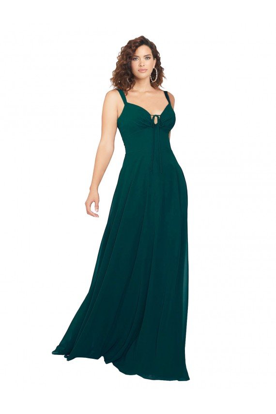 Cheapest Tied Bodice Sweetheart V-Neck Chiffon Bridesmaid Dress UK