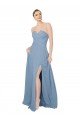 Cheapest Draped Sweetheart Chiffon Bridesmaid Dress with Front Slit UK
