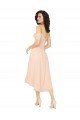 Cheapest Cold Shoulder Midi Length Short Chiffon Bridesmaid Dress UK