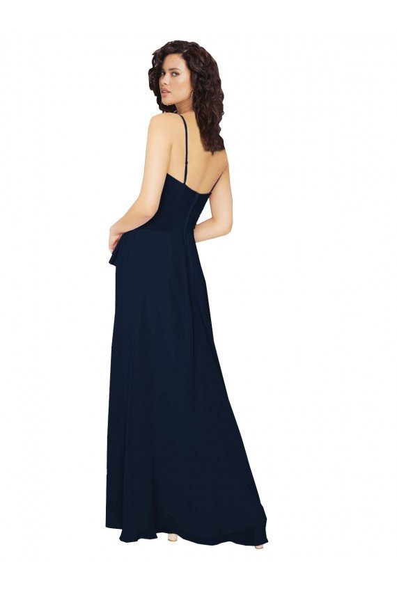 Cheapest Ruffled Skirt Low Back Long Chiffon Bridesmaid Dress UK