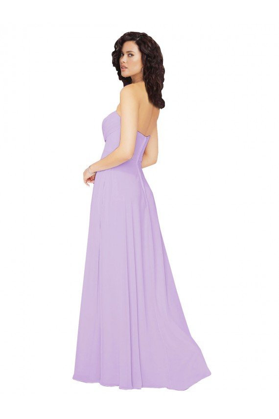 Cheapest Draped Sweetheart Long Chiffon Bridesmaid Dress with Front Slit UK