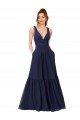 Cheapest Floor Length Deep V-Neck Ruched Chiffon Long Bridesmaid Dress UK