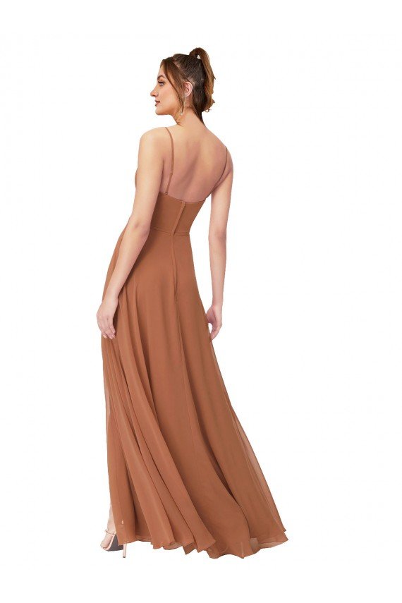 Cheapest Cowl Neck Chiffon Bridesmaid Dress with Front Slit UK