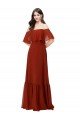 Cheapest Off the Shoulder Ruffle Chiffon Bridesmaid Dress UK