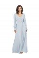 Cheapest Long Sleeve Chiffon Bridesmaid Dress with Bow Detail UK