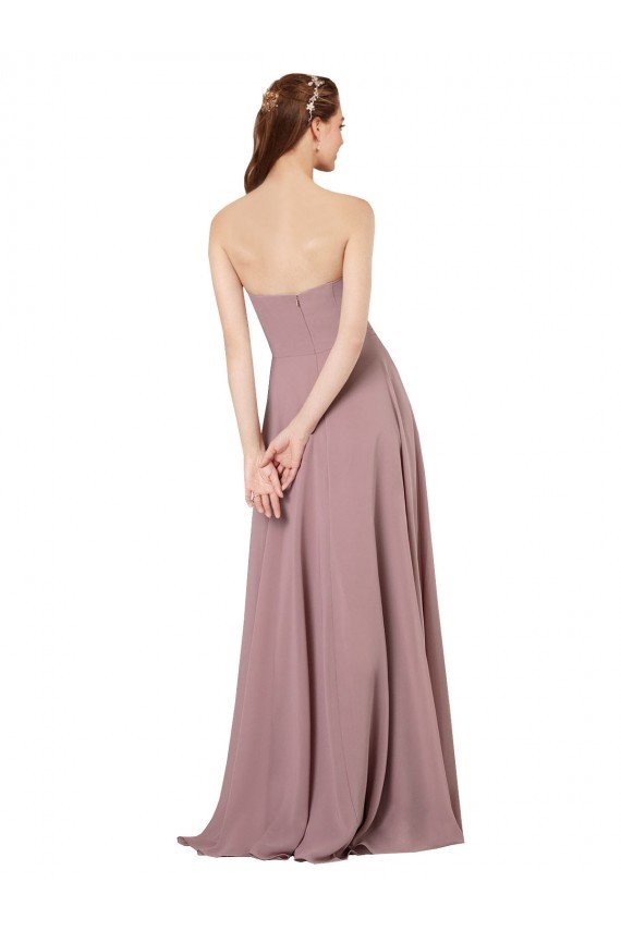 Cheapest Strapless Chiffon Bridesmaid Dress with Notched Neckline UK
