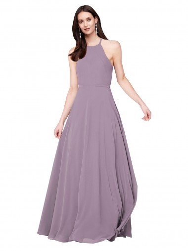 Cheapest Floor Length Long Chiffon Bridesmaid Dress with Double Bow Feature UK